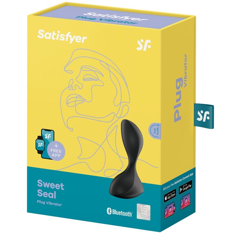 SATISFYER - SWEET SEAL VIBRERENDE PLUG APP ZWART