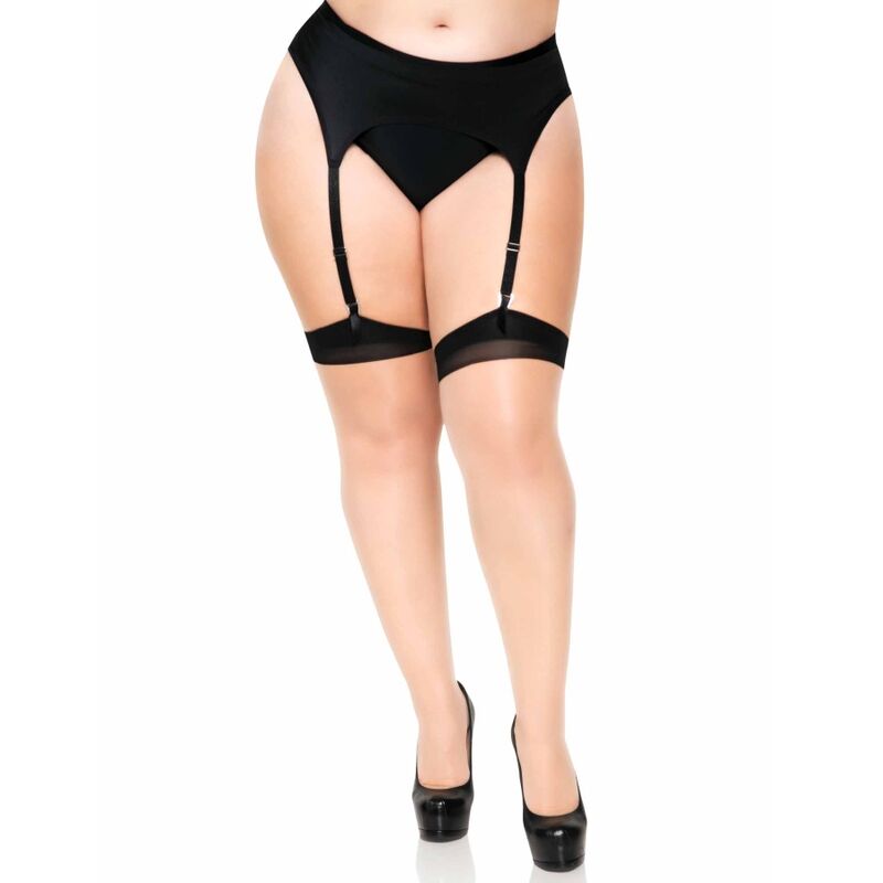 LEG AVENUE - PLUS LYCRA SHEER TWEE-KLEURIGE HOGE DIJKANT MET ACHTERNAAD EN CUBAANSE HAK