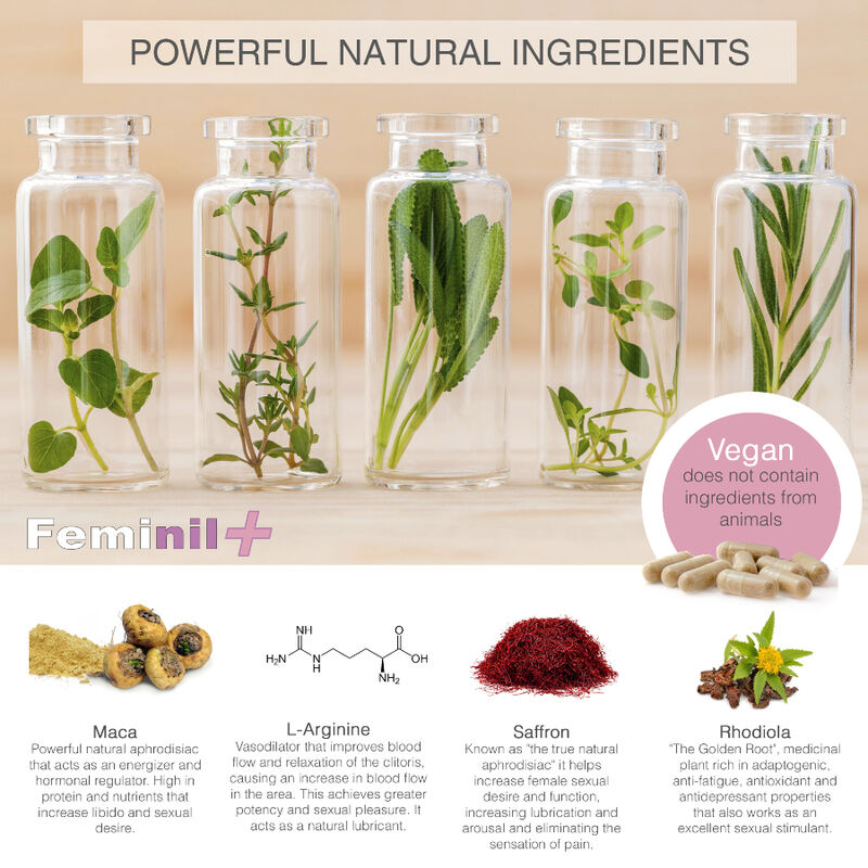 500 COSMETICA - FEMINIL+ VERHOGING VAN HET VROUWELIJKE SEKSUELE LIBIDO - 30 CAPSULES