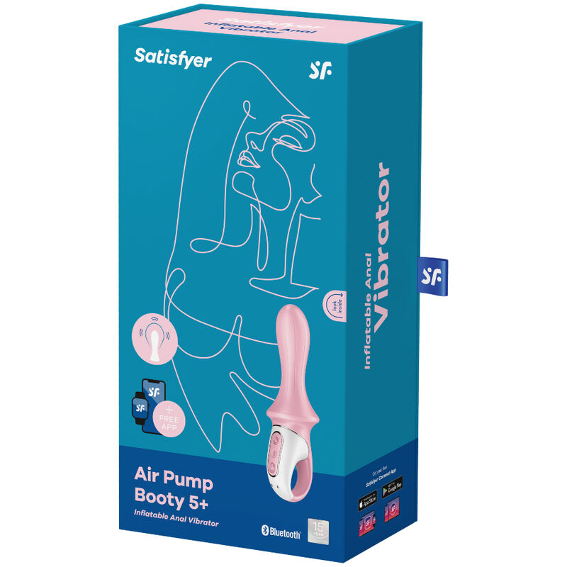 SATISFYER - VIBRATEUR ANAL GONFLABLE À POMPE À AIR BOOTY 5+ ROSE
