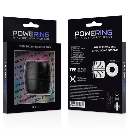 POWERING - Anneau pénien ultra-flexible et résistant de 5 cm PR11 noir