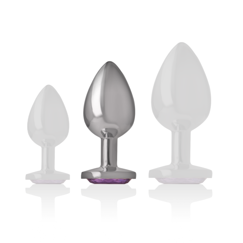 INTENSE - ALUMINIUM METALEN ANALE PLUG MET VIOLET KRISTAL MAAT M