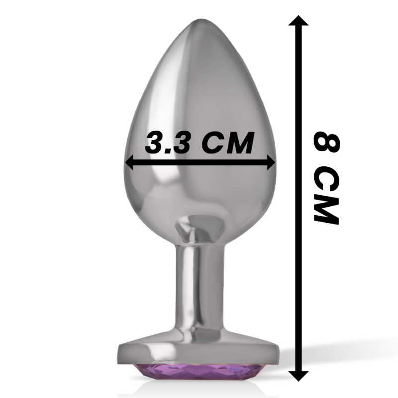 INTENSE - ALUMINIUM METALEN ANALE PLUG MET VIOLET KRISTAL MAAT M