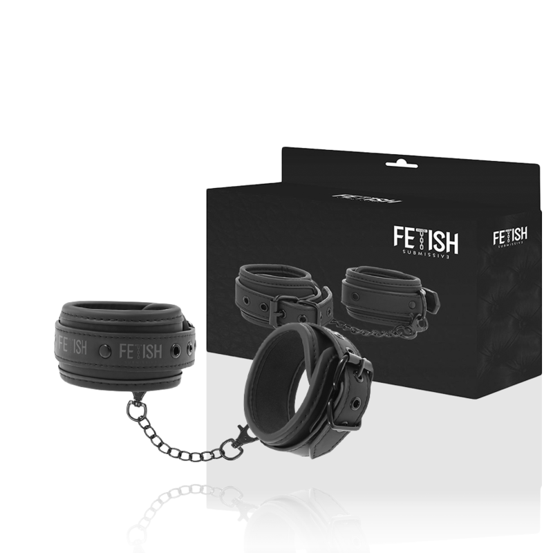 FETISH SUBMISSIVE - MANCHONS DE CHEVILLE EN CUIR VEGAN AVEC DOUBLURE NOPRÈNE