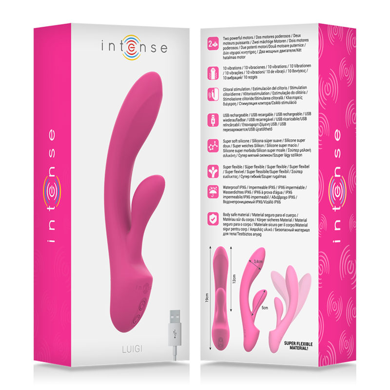 INTENSE - VIBRATEUR LUIGI LAPIN ROSE EN SILICONE LIQUIDE