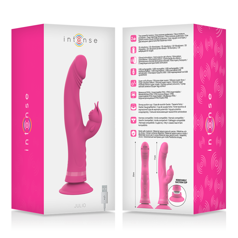 INTENSE - JULIO RABBIT VIBRATOR ROZE SILICONEN
