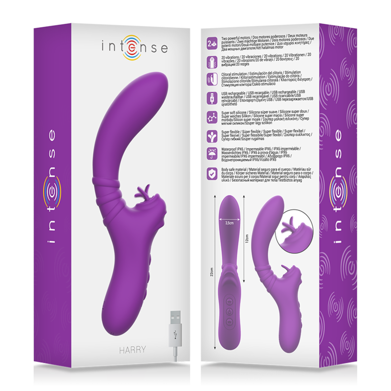 INTENSE - HARRY FLEXIBELE VIBRATOR MET PAARSE TONG