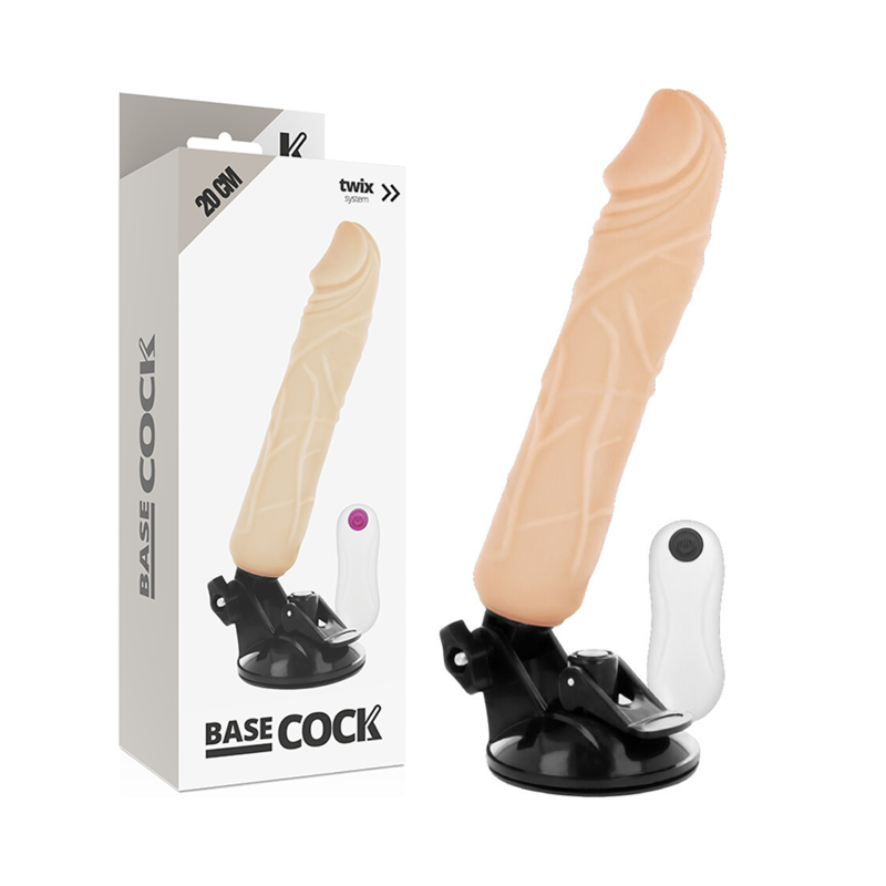 BASECOCK - VIBRATEUR RÉALISTE AVEC TÉLÉCOMMANDE, PEAU CULTE 20 CM -O- 4 CM