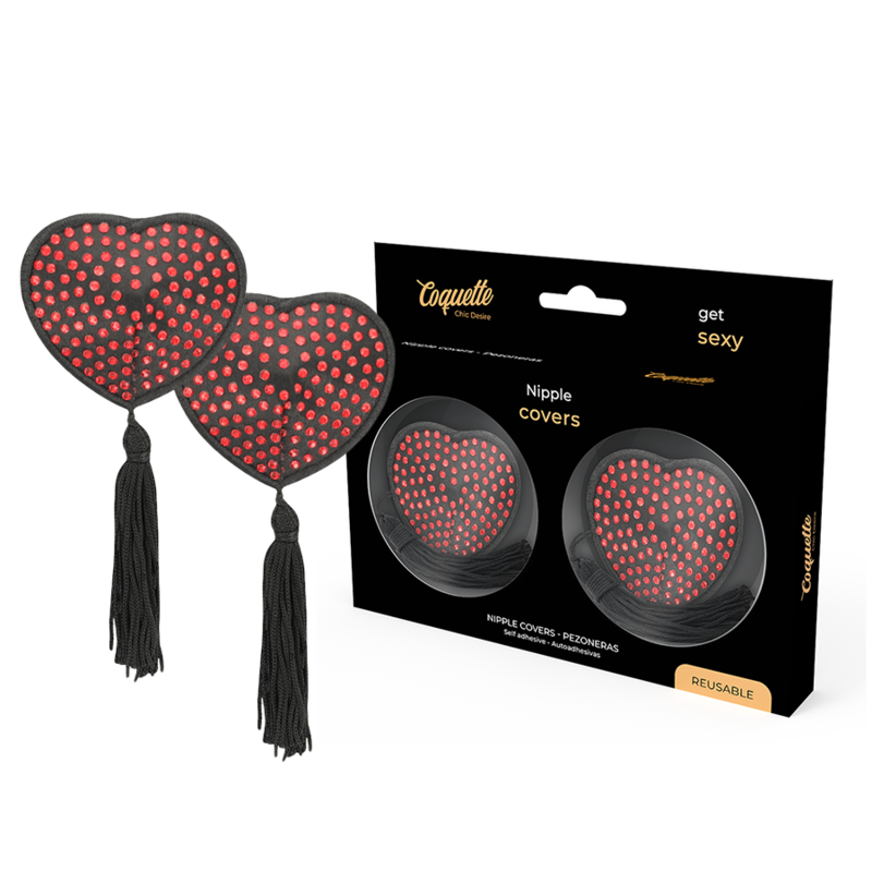 COQUETTE CHIC DESIRE - TEPELBEKLEDING HART ZWART / ROOD
