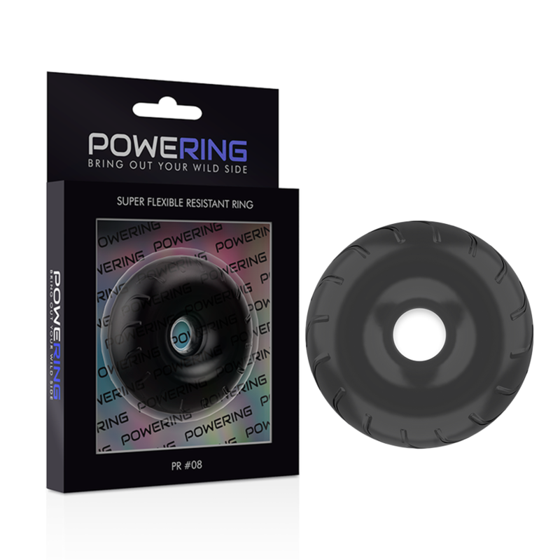 POWERING - SUPER FLEXIBELE EN BESTENDIGE PENISRING 5CM PR08 ZWART