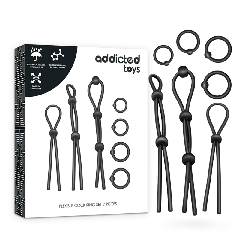 ADDICTED TOYS - FLEXIBELE SILICONEN PENIRINGEN SET 7 STUKS