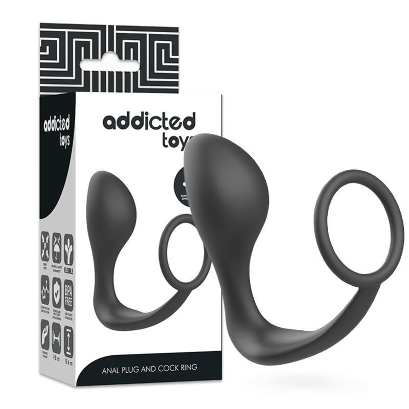 ADDICTED TOYS - ANAALPLUG MET ZWARTE SILICONEN RING