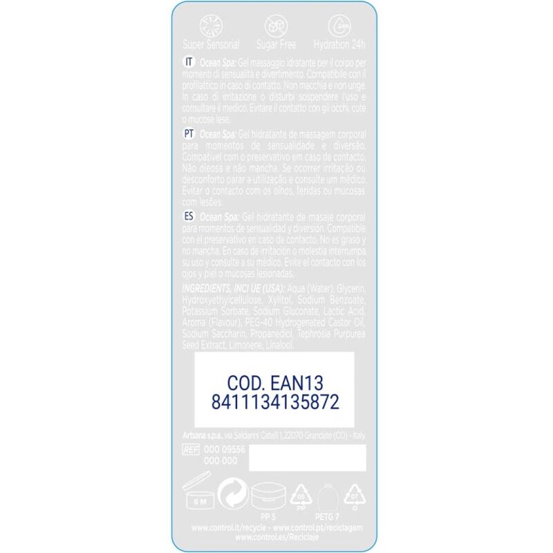 CONTROL - 2 EN 1 MASSAGE &amp; PLEASURE MIDDELLANDSE ZEE 200 ML