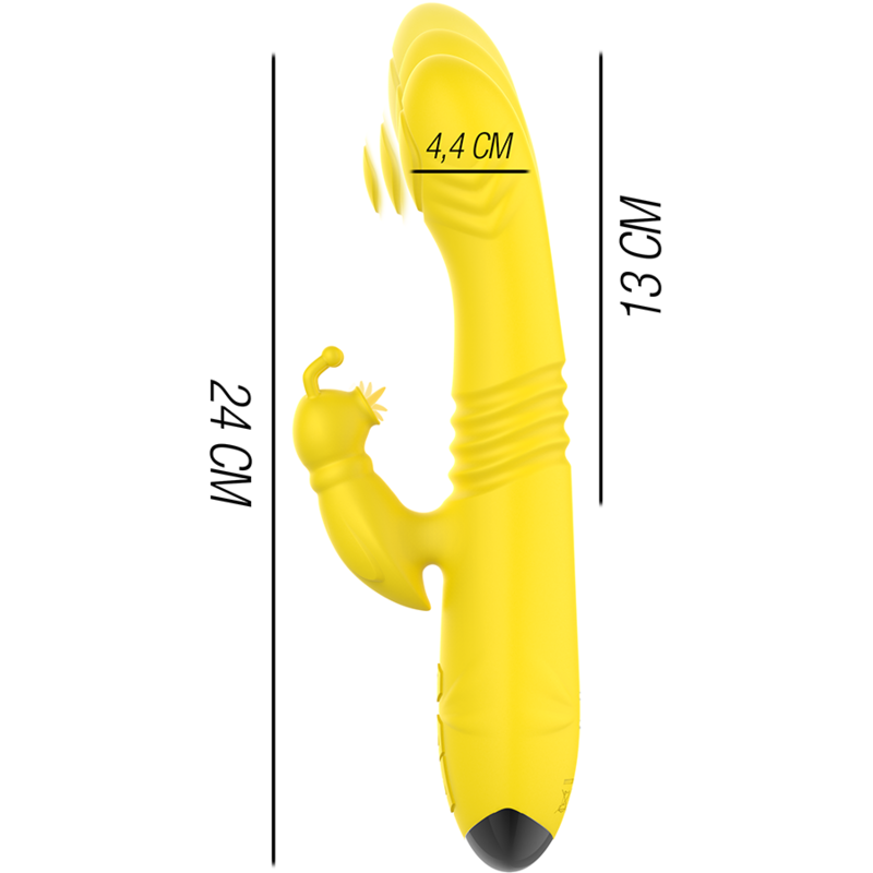 INTENSE - VIBRATEUR MULTIFONCTION TOKY HAUT ET BAS AVEC STIMULATEUR CLITORIAL JAUNE