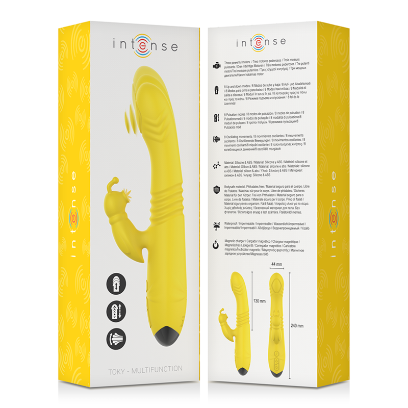 INTENSE - VIBRATEUR MULTIFONCTION TOKY HAUT ET BAS AVEC STIMULATEUR CLITORIAL JAUNE