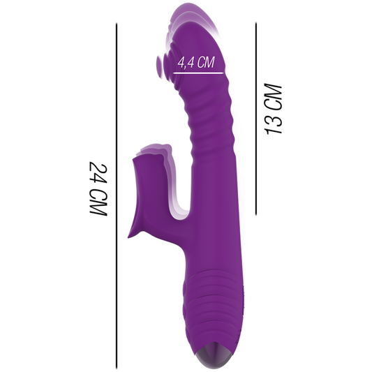 INTENSE - VIBRATEUR MULTIFONCTION RECHARGEABLE IGGY, MOUVEMENT HAUT ET BAS AVEC STIMULATEUR CLITORIAL VIOLET