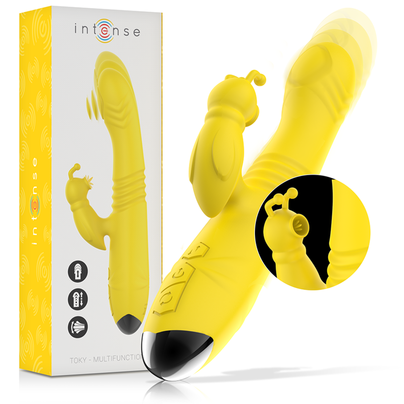 INTENSE - VIBRATEUR MULTIFONCTION TOKY HAUT ET BAS AVEC STIMULATEUR CLITORIAL JAUNE