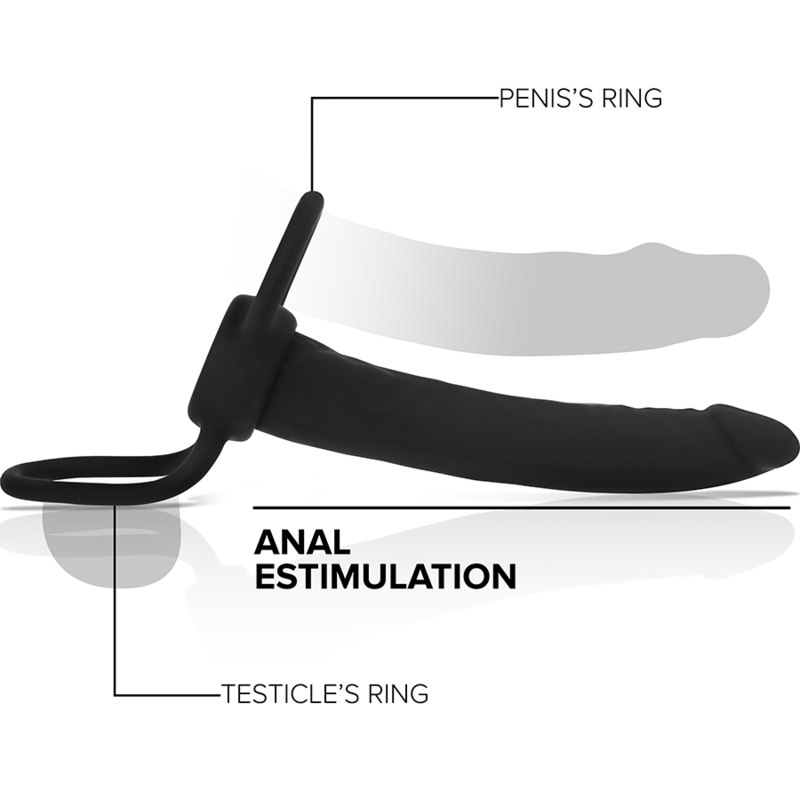 MYTHOLOGIE - GODEMICHET ANAL COBI ONYX AVEC ANNEAUX DE PÉNIS ET DE TESTICULES 13 CM EN SILICONE