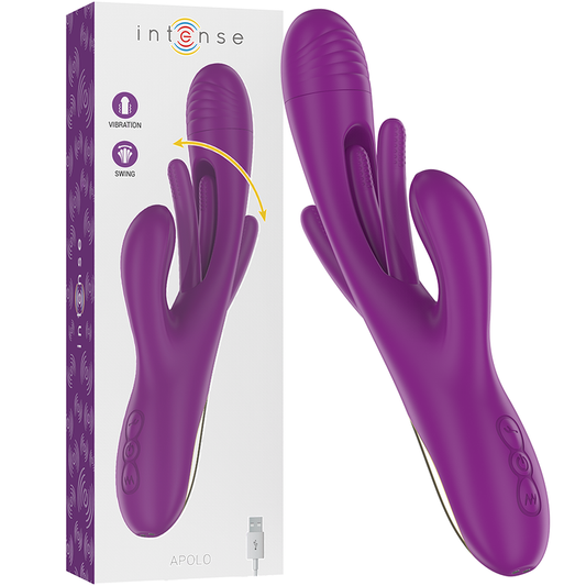 INTENSE - APOLO OPLAADBARE MULTIFUNCTIONELE VIBRATOR 7 VIBRATIES MET SWINGENDE BEWEGING PAARS