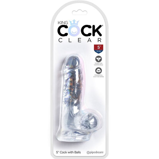 KING COCK - PÉNIS RÉALISTE TRANSPARENT AVEC TESTICULES 10,1 CM