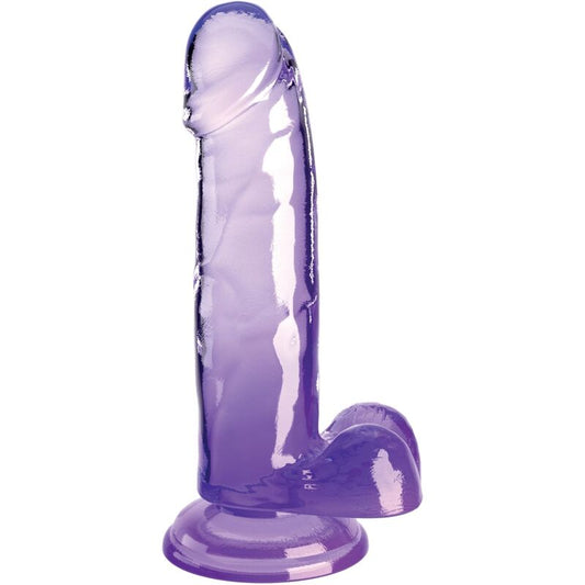 KING COCK - PÉNIS RÉALISTE TRANSPARENT AVEC TESTICULES 15,2 CM VIOLET