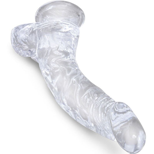 KING COCK - PÉNIS COURBÉ RÉALISTE TRANSPARENT AVEC TESTICULES 16,5 CM