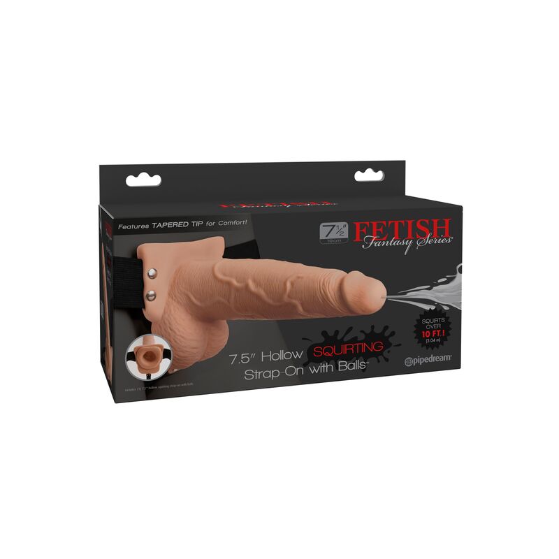 FETISH FANTASY SERIE - VERSTELBAAR HARNAS REALISTISCHE PENIS MET SPUITENDE BALLEN 19 CM