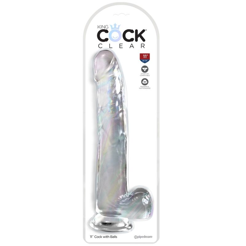 KING COCK - DILDO TRASPARENTE CON TESTICOLI 24,8 CM TRASPARENTE