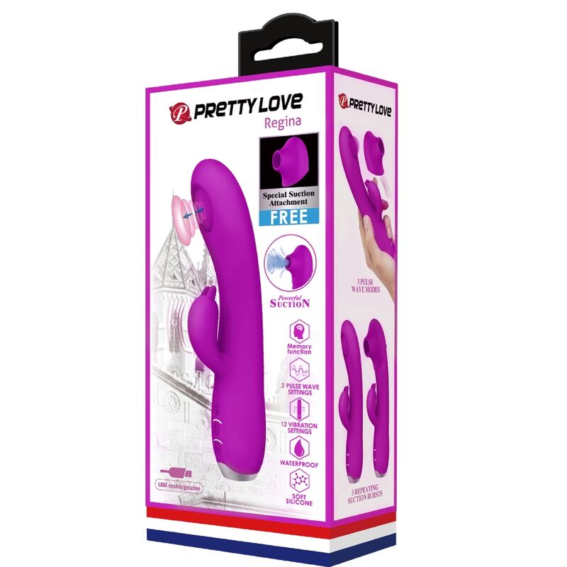 PRETTY LOVE - REGINA OPLAADBARE VIBRATOR-ZUIGGEL PAARS