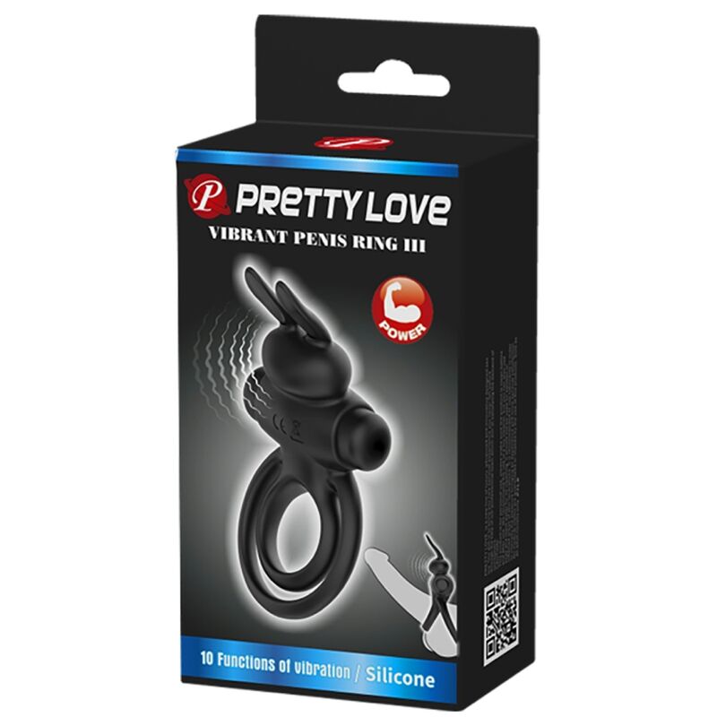 PRETTY LOVE - VIBRATOR III KONIJNENRING VOOR ZWARTE PENIS