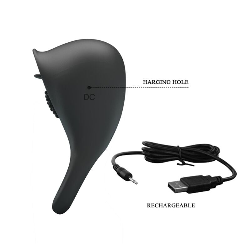 PRETTY LOVE - VIBRERENDE PENISRING MET ZWARTE TONG