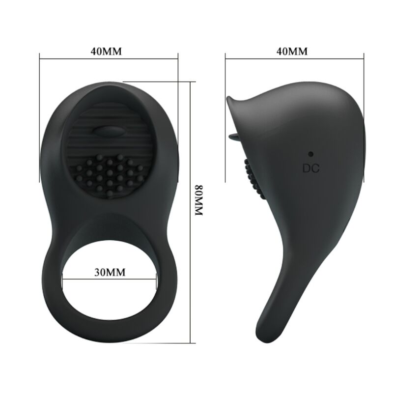 PRETTY LOVE - VIBRERENDE PENISRING MET ZWARTE TONG