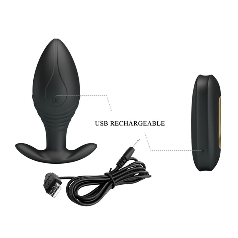 PRETTY LOVE - REGINA ANAAL PLUG OPLAADBARE VIBRATOR ZWART