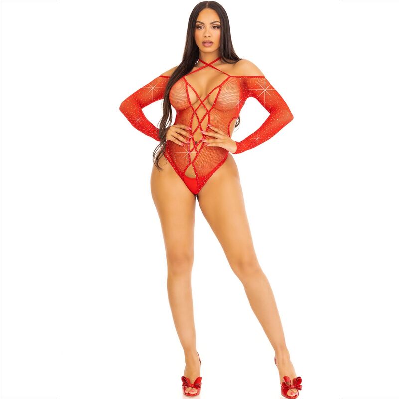 LEG AVENUE - BODY CROTHLESS AVEC BRILLANCE ROUGE