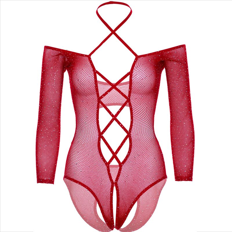 LEG AVENUE - BODY CROTHLESS AVEC BRILLANCE ROUGE