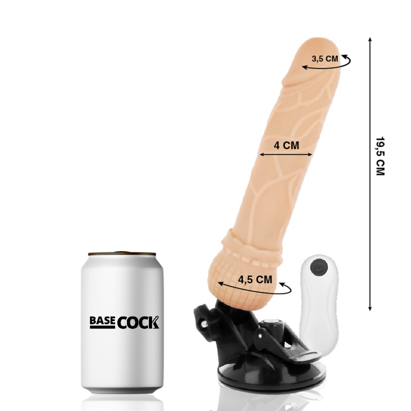BASECOCK - REALISTISCHE VIBRATOR MET AFSTANDSBEDIENING VLEES 19,5 CM -O- 4 CM