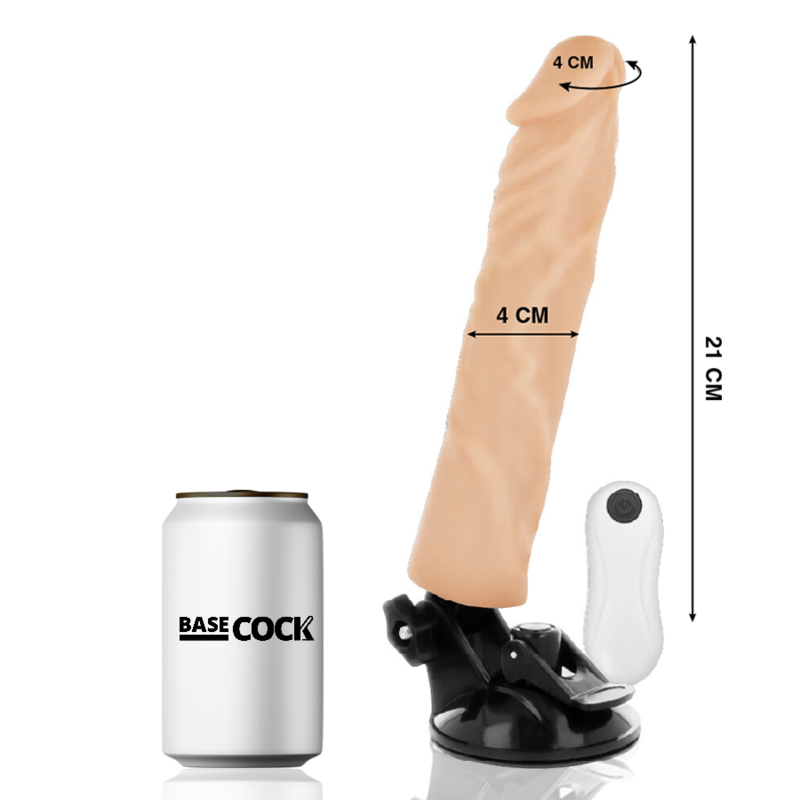 BASECOCK - VIBRATEUR RÉALISTE AVEC TÉLÉCOMMANDE, PEAU CULTE 21 CM -O- 4 CM