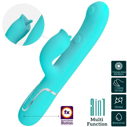 PRETTY LOVE - KONIJNENVIBRATOR MET LIKKEN AQUA GREEN