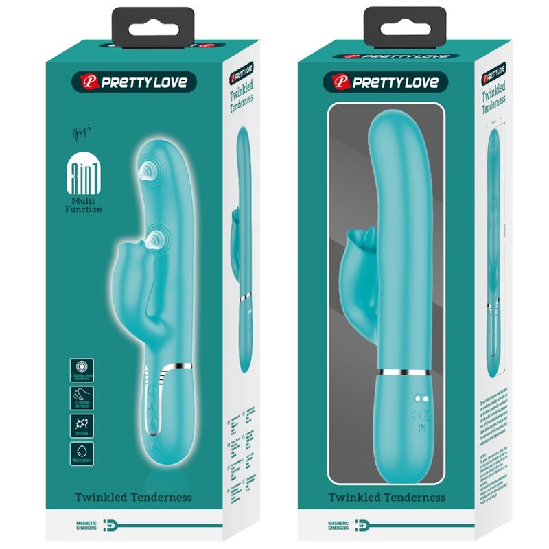 PRETTY LOVE - KONIJNENVIBRATOR MET LIKKEN AQUA GREEN