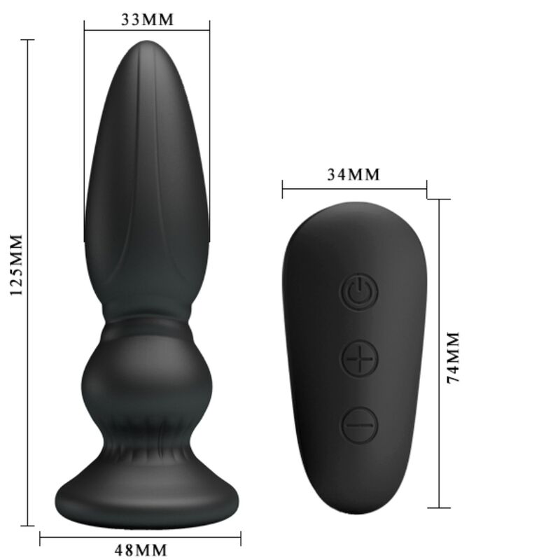 MR PLAY - KRACHTIGE VIBRATOR AFSTANDSBEDIENING ANAAL PLUG ZWART