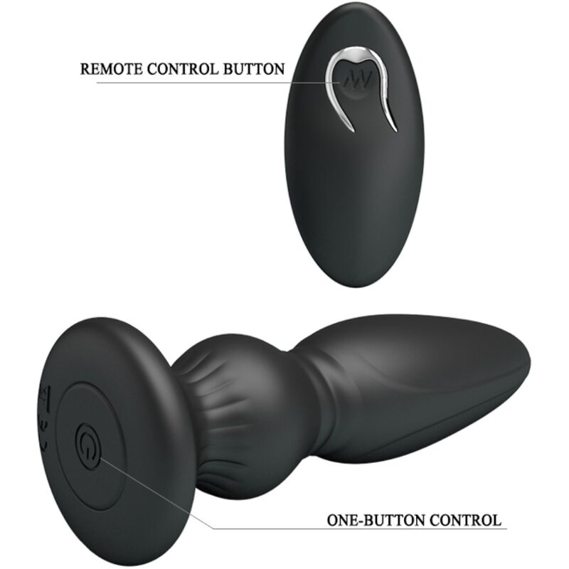 MR PLAY - KRACHTIGE VIBRATOR AFSTANDSBEDIENING ANAAL PLUG ZWART