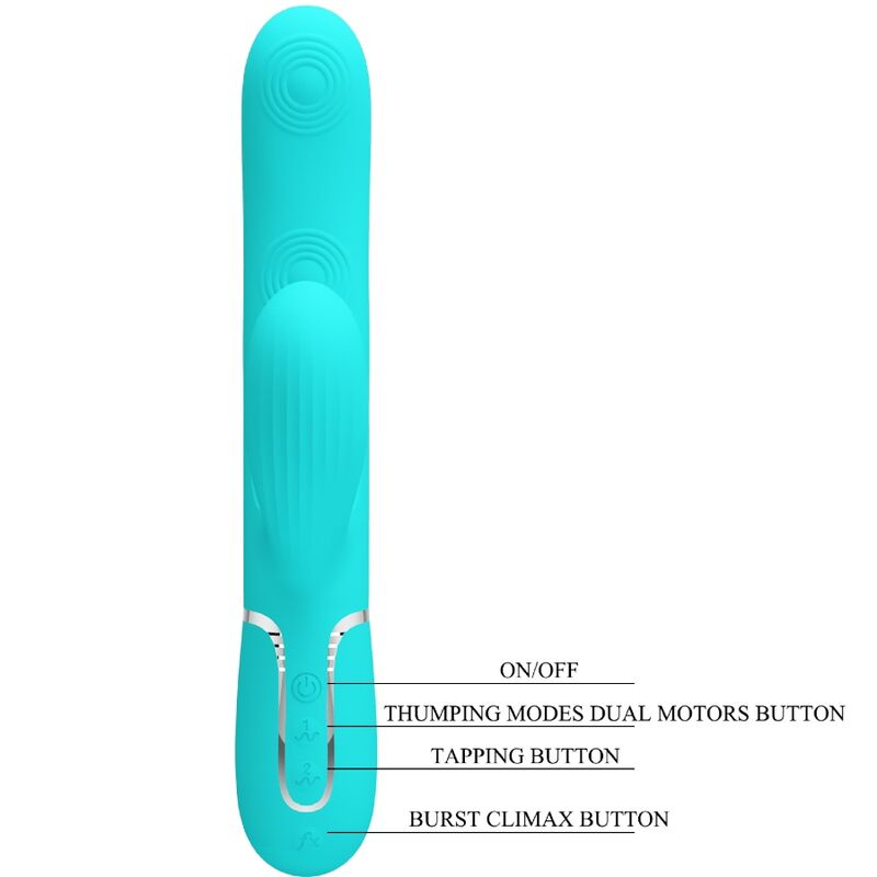 PRETTY LOVE - PERLITA MULTIFUNCTIONELE 3 IN 1 G-SPOT VIBRATOR AQUA GREEN