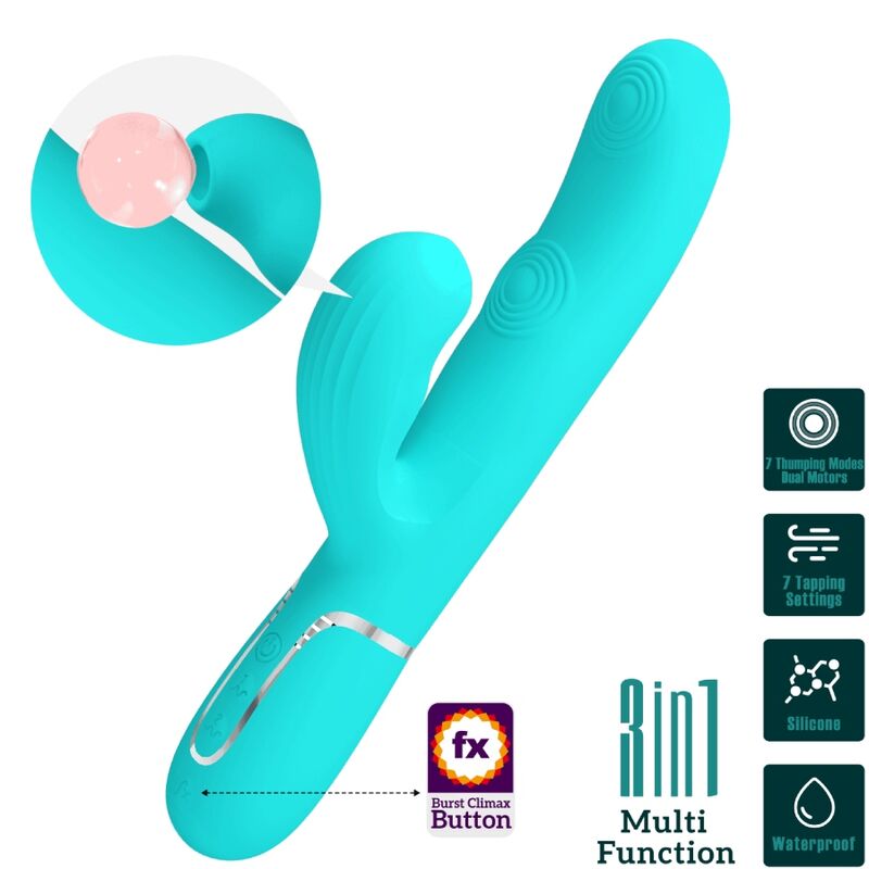 PRETTY LOVE - PERLITA MULTIFUNCTIONELE 3 IN 1 G-SPOT VIBRATOR AQUA GREEN