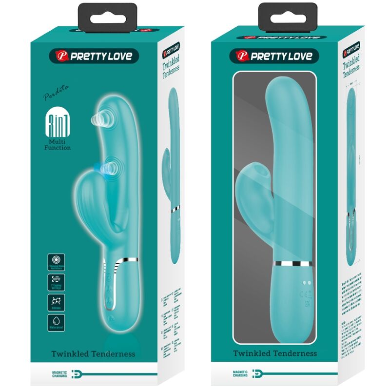 PRETTY LOVE - PERLITA MULTIFUNCTIONELE 3 IN 1 G-SPOT VIBRATOR AQUA GREEN