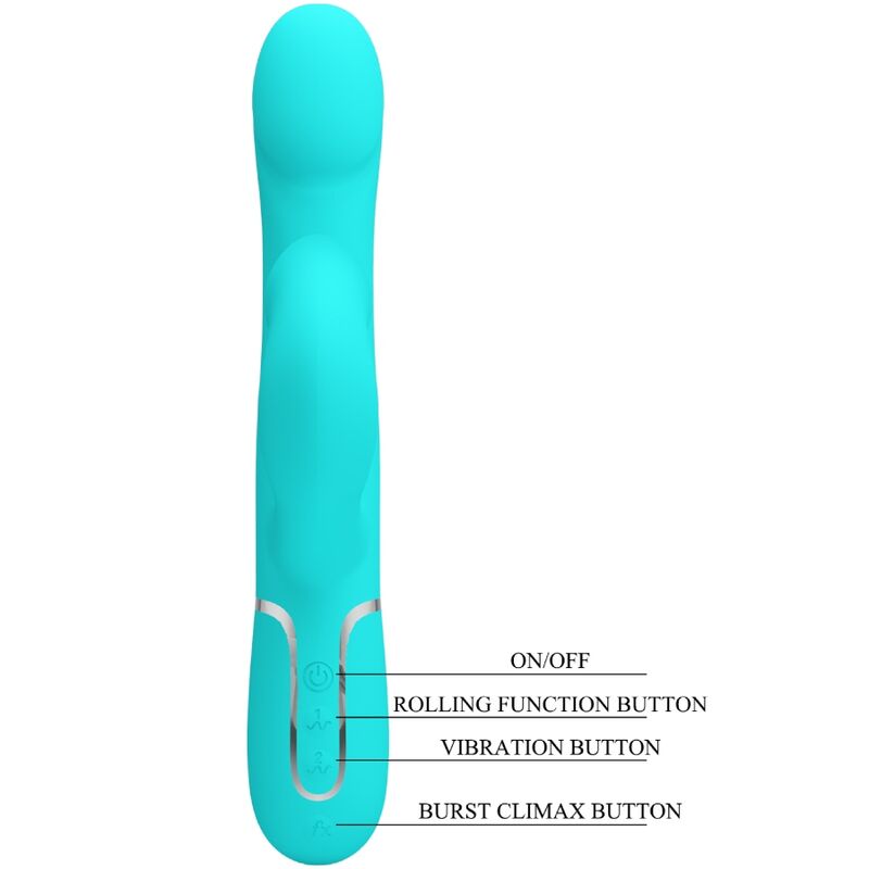 PRETTY LOVE - KONIJN VIBRATOR PARELS AQUA GROEN