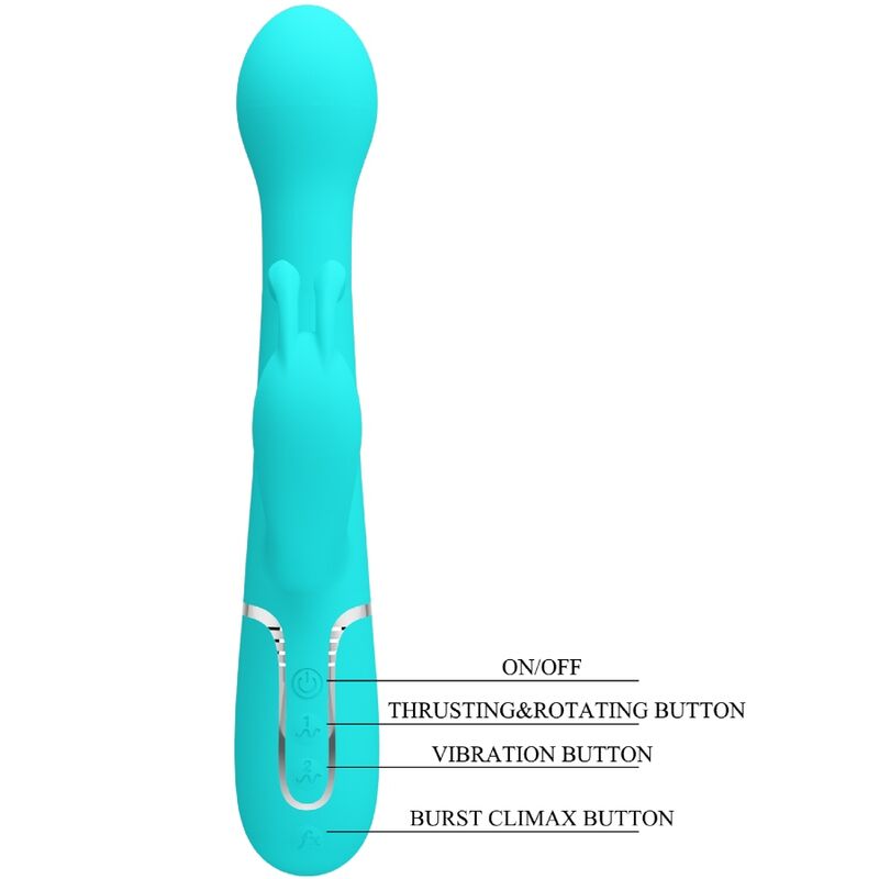 PRETTY LOVE - DEJON RABBIT VIBRATOR 3 IN 1 MULTIFUNCTIONEEL AQUA GREEN