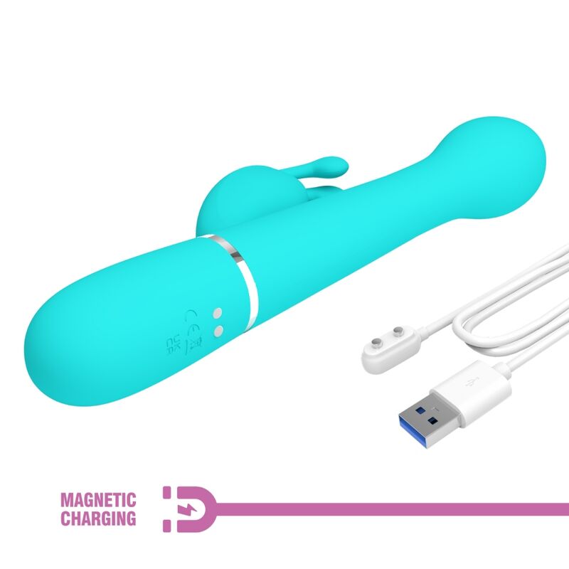 PRETTY LOVE - DEJON RABBIT VIBRATOR 3 IN 1 MULTIFUNCTIONEEL AQUA GREEN