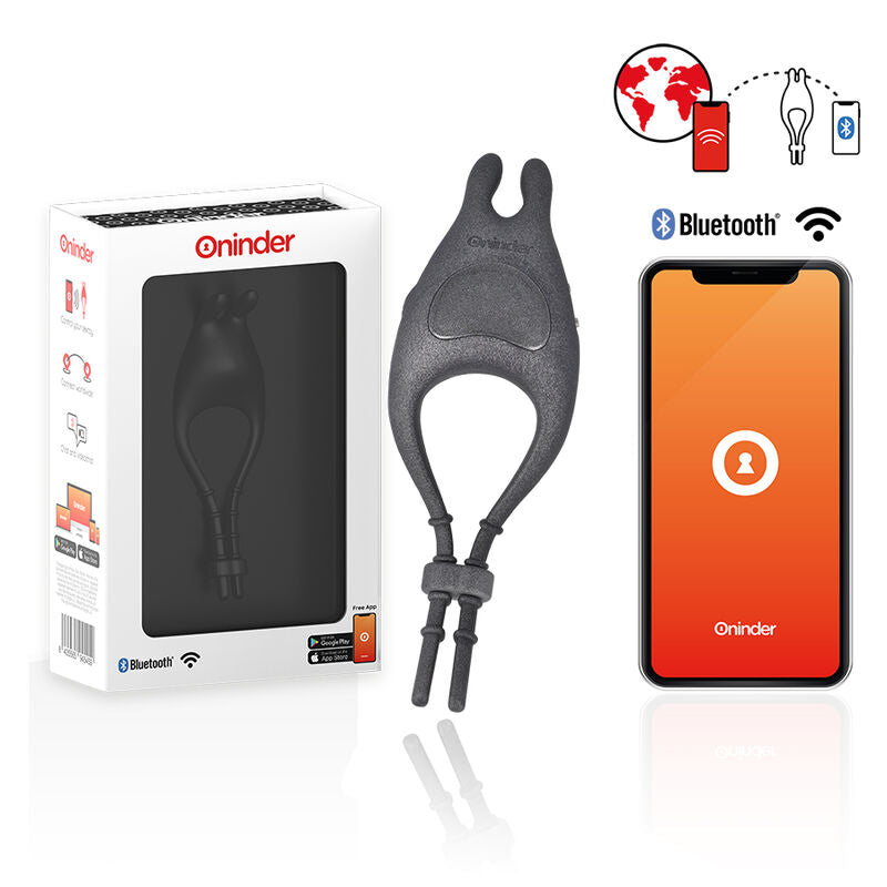 ONINDER - PAMPA ANNEAU VIBRANT RECHARGEABLE ET RÉGLABLE AVEC STIMULATEUR CLITORISIEN 10 VITESSES - APPLICATION GRATUITE