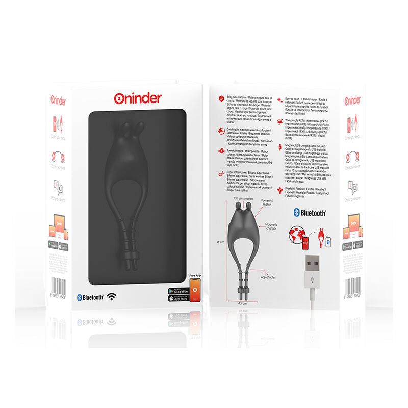 ONINDER - PAMPA ANNEAU VIBRANT RECHARGEABLE ET RÉGLABLE AVEC STIMULATEUR CLITORISIEN 10 VITESSES - APPLICATION GRATUITE