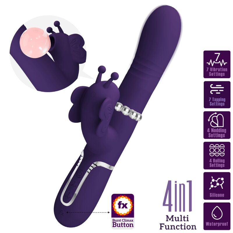 PRETTY LOVE - MULTIFUNCTIONELE KONIJNENVIBRATOR 4 IN 1 VLINDER PAARS